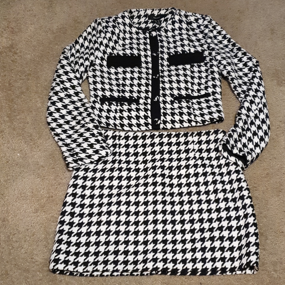 NWT Forever 21 Clueless Houndstooth Skirt Set MO